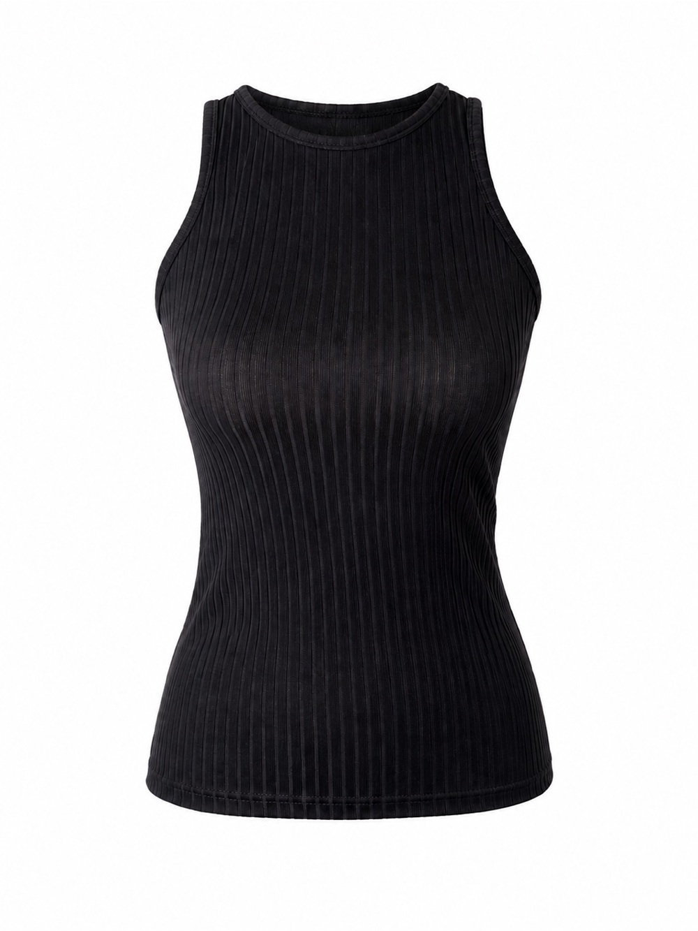 ASOS Black Ribbed High-Neck Tank Top